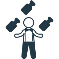Icono de coctelería acrobática para eventos de hostelería.